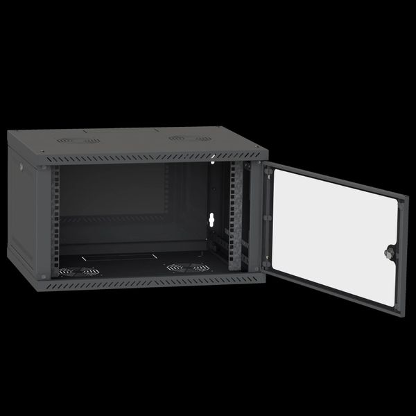 IPCOM 6U 600x600 Шафа телекомунікаційна двері скло (чорна) 99-00017723 фото