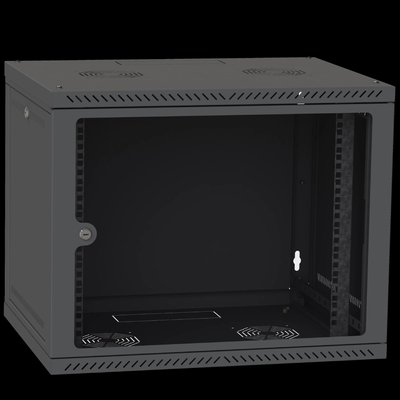 IPCOM 9U 600x450 Шафа телекомунікаційна двері скло (чорна) 99-00017725 фото