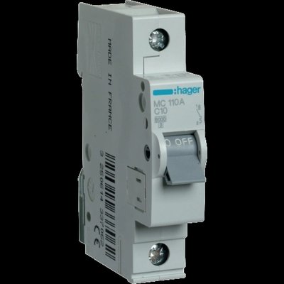 Hager In=10 А «C» 6kA MC110A Автоматичний вимикач 99-00010962 фото