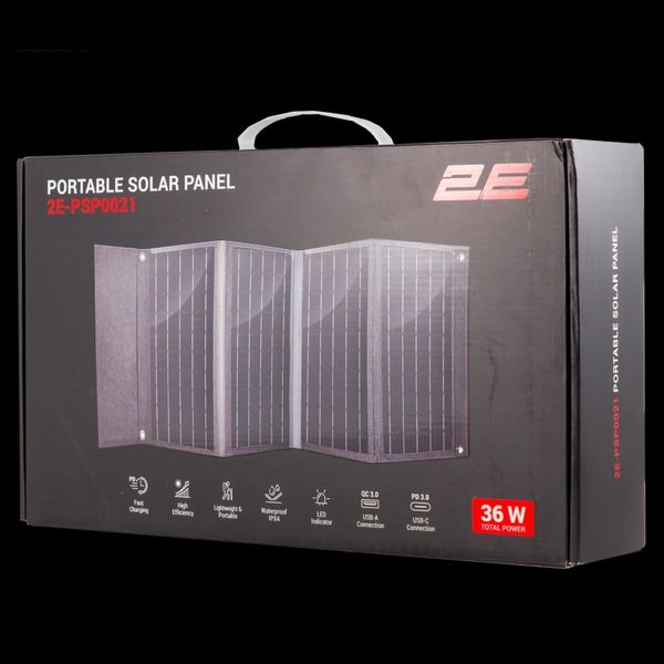 2E Портативна сонячна панель, 36 Вт зарядний пристрій, USB-С 20W, USB-A 18W 99-00011011 фото