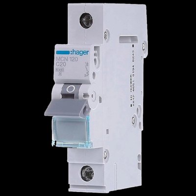 Hager MCN120 Автоматичний вимикач 1P 6kA C-20A 1M 99-00016386 фото