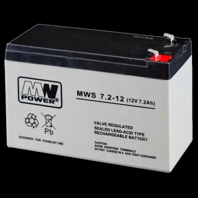 MW Power MWS 7.2-12 (12V 7.2Ah) AGM Акумуляторна батарея 99-00012100 фото