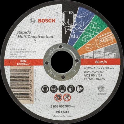 Bosch Multi Construction Rapido 125x1.6x22.2 Отрезной круг для металла 99-00014633 фото