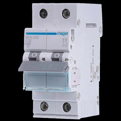 Hager MCN232 Автоматичний вимикач 2P 6kA C-32A 2M 99-00016366 фото