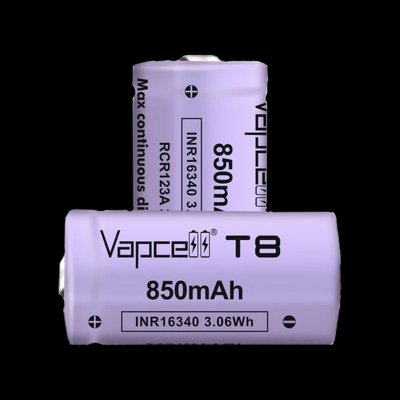Vapcell T8 INR16340 (CR123A) 850 mah 3A, Li-ion Аккумулятор 99-00009201 фото