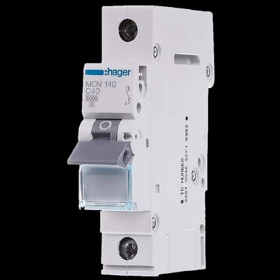 Hager MCN140 Автоматичний вимикач 1P 6kA C-40A 1M 99-00016359 фото
