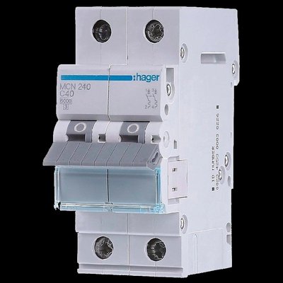 Hager MCN240 Автоматический выключатель 2P 6kA C-40A 2M 99-00016367 фото