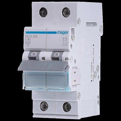 Hager MCN210 Автоматический выключатель 2P 6kA C-10A 2M 99-00016362 фото