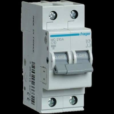 Hager MC210A Автоматичний вимикач 2п C 10A 6кА 2м 99-00014891 фото
